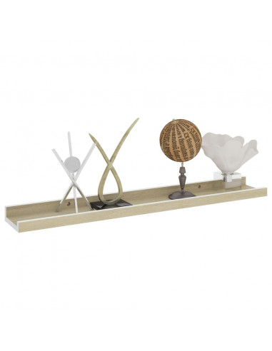 Mensole da Parete 2 pz Bianco e Rovere Sonoma 60x9x3 cm