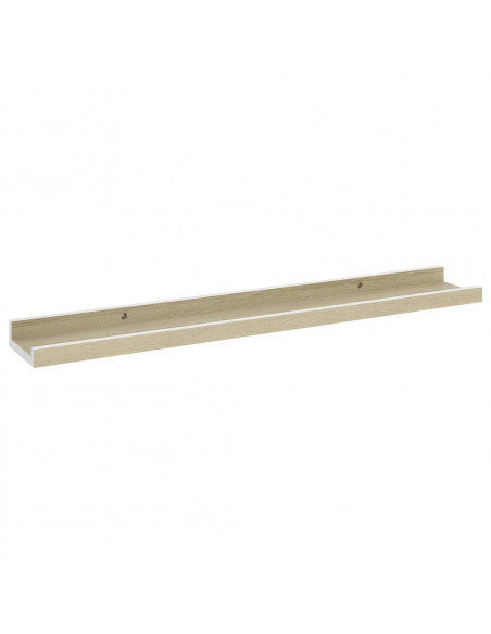 Mensole da Parete 2 pz Bianco e Rovere Sonoma 60x9x3 cm