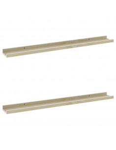 Mensole da Parete 2 pz Bianco e Rovere Sonoma 80x9x3 cm 2