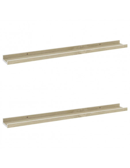 Mensole da Parete 2 pz Bianco e Rovere Sonoma 80x9x3 cm
