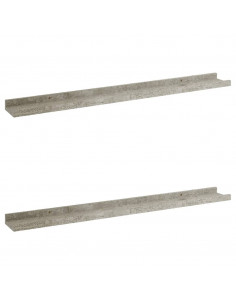 Mensole da Parete 2 pz Grigio Cemento 80x9x3 cm 2