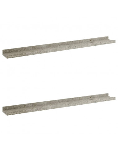 Mensole da Parete 2 pz Grigio Cemento 80x9x3 cm