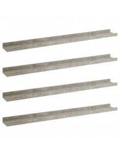 Mensole da Parete 4 pz Grigio Cemento 80x9x3 cm 2
