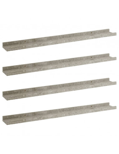 Mensole da Parete 4 pz Grigio Cemento 80x9x3 cm