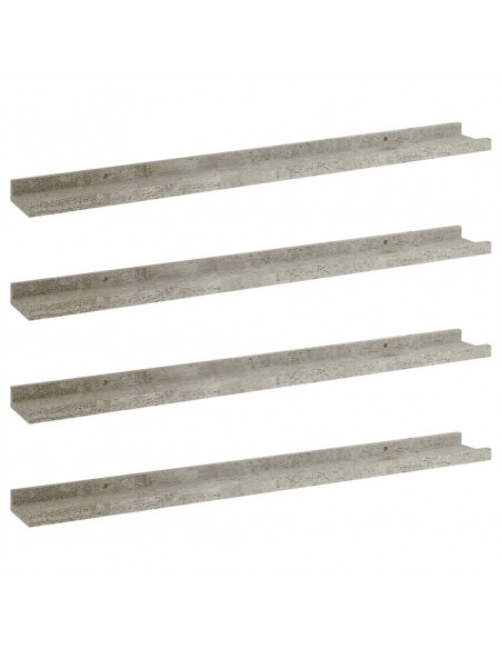 Mensole da Parete 4 pz Grigio Cemento 80x9x3 cm