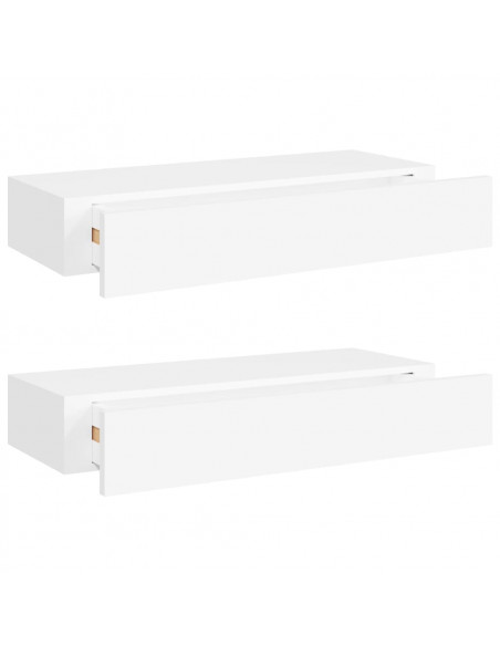 Scaffali con Cassetti da Parete 2 pz Bianchi 60x23,5x10 cm MDF