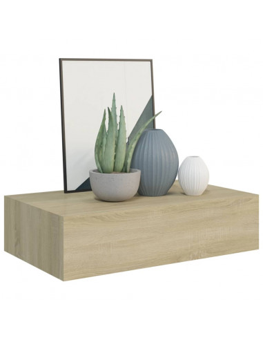 Scaffale con Cassetti da Parete Rovere 40x23,5x10 cm in MDF