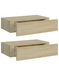 Scaffali con Cassetti da Parete 2 pz Rovere 40x23,5x10 cm MDF 2