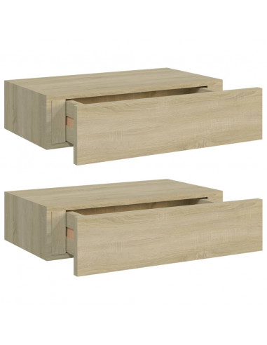 Scaffali con Cassetti da Parete 2 pz Rovere 40x23,5x10 cm MDF