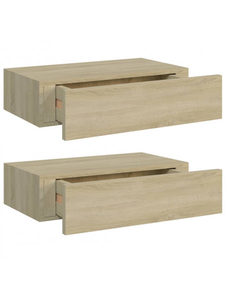 Scaffali con Cassetti da Parete 2 pz Rovere 40x23,5x10 cm MDF
