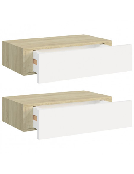 Scaffali con Cassetti 2 pz Rovere e Bianco 40x23,5x10 cm in MDF