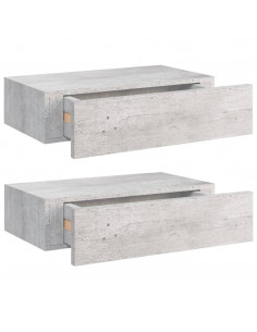 Scaffali con Cassetti 2 pz Grigio Cemento 40x23,5x10 cm in MDF 2