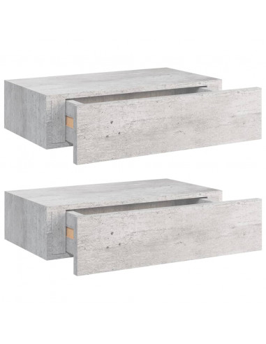 Scaffali con Cassetti 2 pz Grigio Cemento 40x23,5x10 cm in MDF
