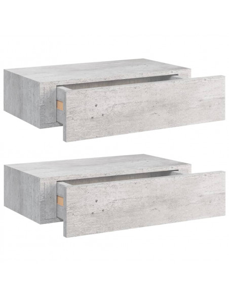 Scaffali con Cassetti 2 pz Grigio Cemento 40x23,5x10 cm in MDF