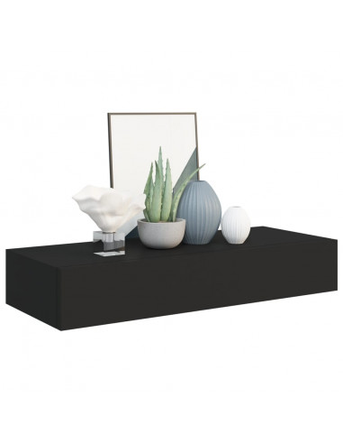 Scaffale con Cassetti da Parete Nero 60x23,5x10 cm in MDF