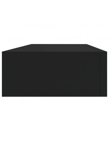 Scaffale con Cassetti da Parete Nero 60x23,5x10 cm in MDF
