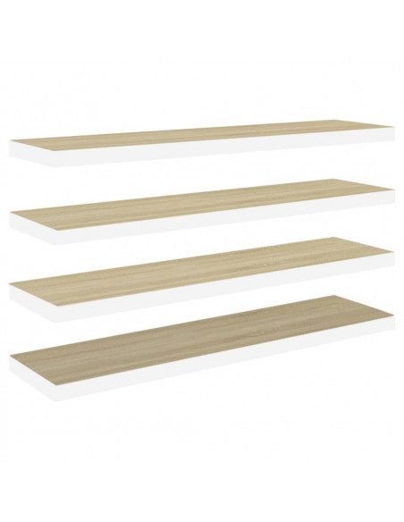 Scaffali a Parete 4 pz Rovere e Bianco 120x23,5x3,8 cm in MDF