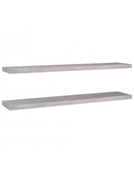 Scaffali a Parete 2 pz Grigio Cemento 120x23,5x3,8 cm in MDF