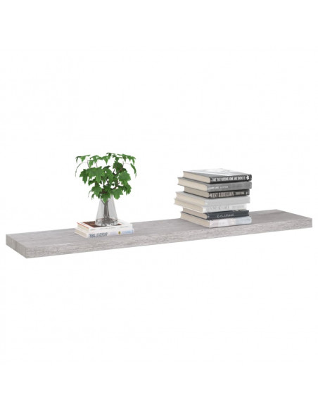 Scaffali a Parete 2 pz Grigio Cemento 120x23,5x3,8 cm in MDF