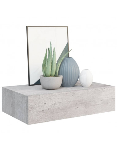 Scaffale con Cassetti da Parete Grigio Cemento 40x23,5x10cm MDF