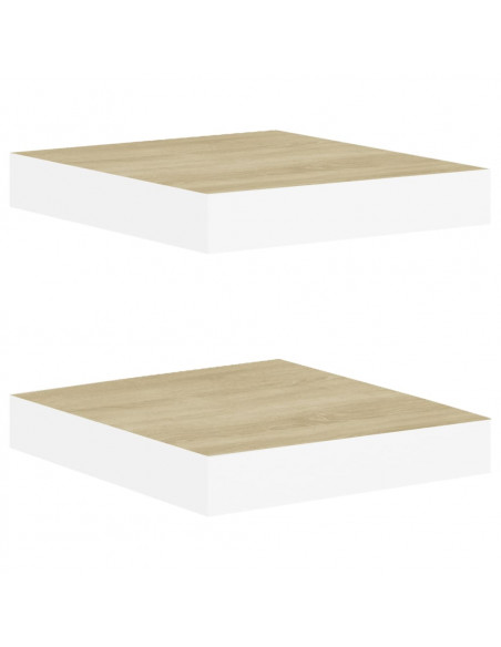 Scaffali a Parete 2 pz Rovere e Bianco 23x23,5x3,8 cm in MDF