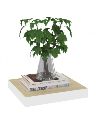 Scaffali a Parete 2 pz Rovere e Bianco 23x23,5x3,8 cm in MDF