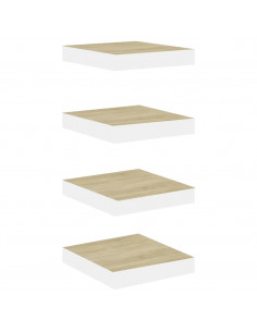 Scaffali a Parete 4 pz Rovere e Bianco 23x23,5x3,8 cm in MDF 2