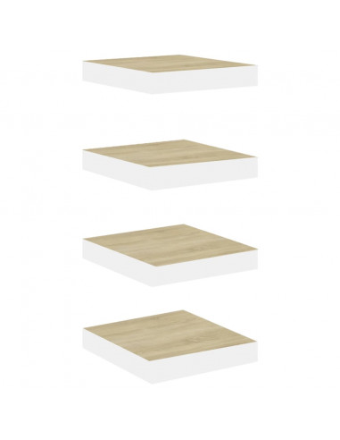 Scaffali a Parete 4 pz Rovere e Bianco 23x23,5x3,8 cm in MDF