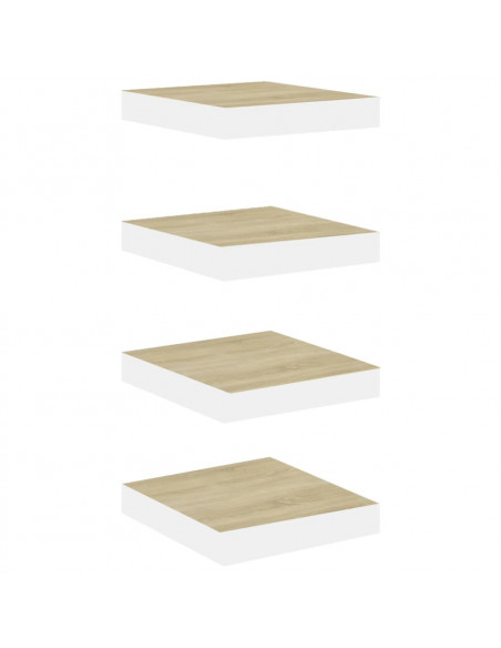 Scaffali a Parete 4 pz Rovere e Bianco 23x23,5x3,8 cm in MDF