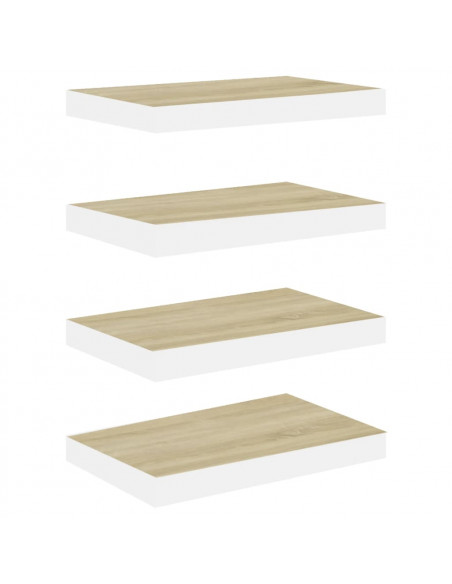 Scaffali a Parete 4 pz Rovere e Bianco 40x23x3,8 cm in MDF