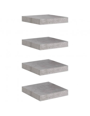 Scaffali a Parete 4 pz Grigio Cemento 23x23,5x3,8 cm in MDF