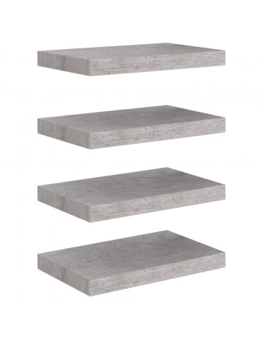 Scaffali a Parete 4 pz Grigio Cemento 40x23x3,8 cm in MDF