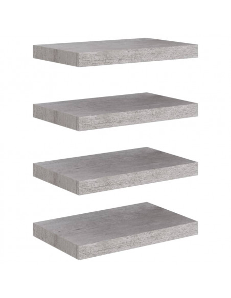 Scaffali a Parete 4 pz Grigio Cemento 40x23x3,8 cm in MDF