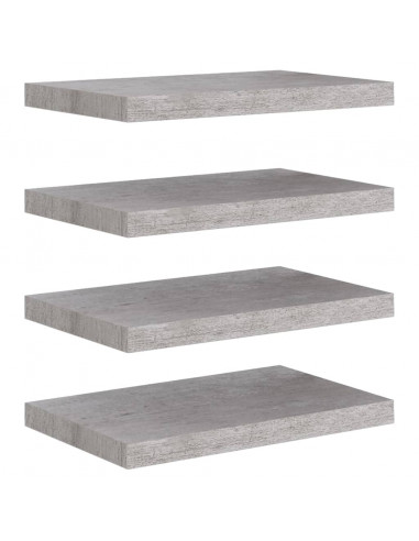 Scaffali a Parete 4 pz Grigio Cemento 50x23x3,8 cm in MDF
