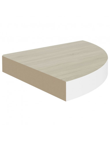 Mensola Angolare Rovere e Bianco 25x25x3,8 cm in MDF