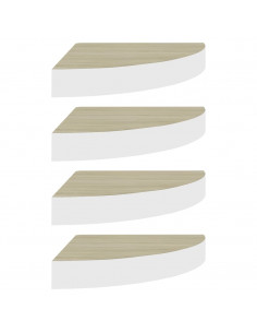 Mensole Angolari 4 pz Rovere e Bianco 25x25x3,8 cm in MDF 2