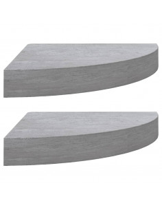 Mensole Angolari 2pz Grigio Cemento 25x25x3,8 cm in MDF 2