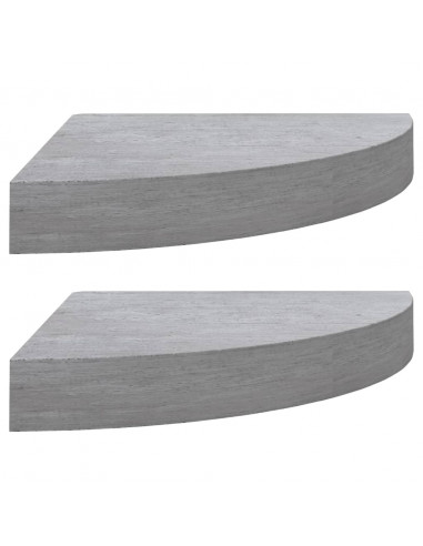 Mensole Angolari 2pz Grigio Cemento 25x25x3,8 cm in MDF
