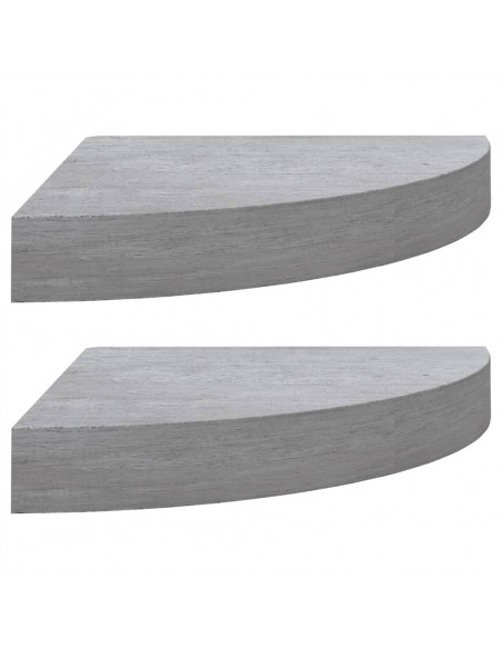Mensole Angolari 2pz Grigio Cemento 25x25x3,8 cm in MDF