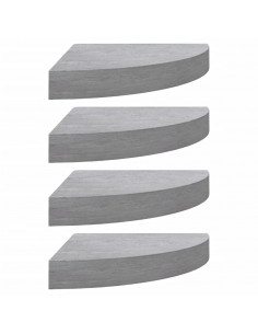 Mensole Angolari 4 pz Grigio Cemento 25x25x3,8 cm in MDF 2