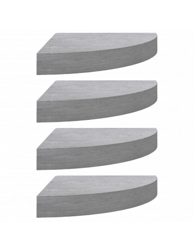 Mensole Angolari 4 pz Grigio Cemento 25x25x3,8 cm in MDF