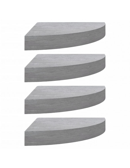 Mensole Angolari 4 pz Grigio Cemento 25x25x3,8 cm in MDF