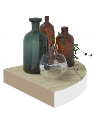 Mensola Angolare Rovere e Bianco 35x35x3,8 cm in MDF