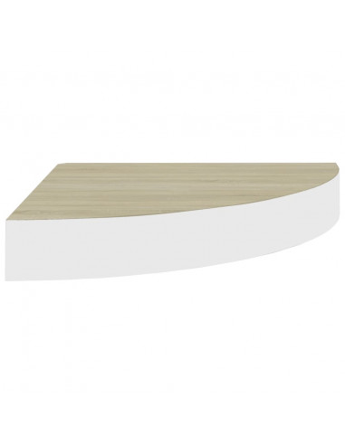 Mensole Angolari 4 pz Rovere e Bianco 35x35x3,8 cm in MDF