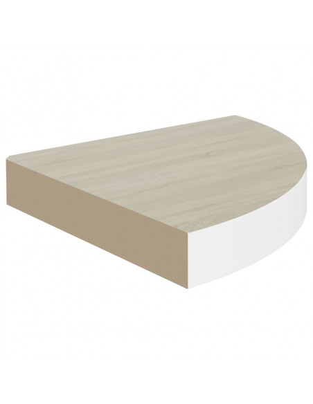 Mensole Angolari 4 pz Rovere e Bianco 35x35x3,8 cm in MDF