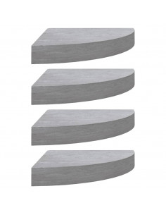 Mensole Angolari 4 pz Grigio Cemento 35x35x3,8 cm in MDF 2