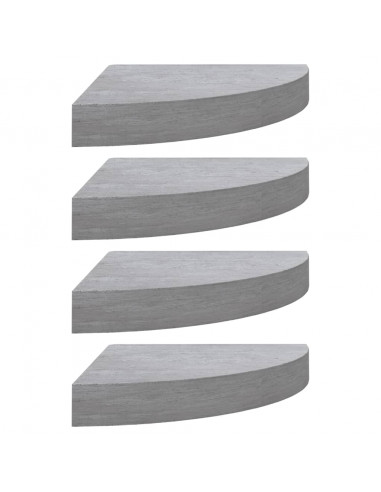 Mensole Angolari 4 pz Grigio Cemento 35x35x3,8 cm in MDF