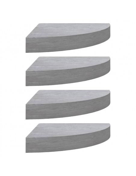 Mensole Angolari 4 pz Grigio Cemento 35x35x3,8 cm in MDF