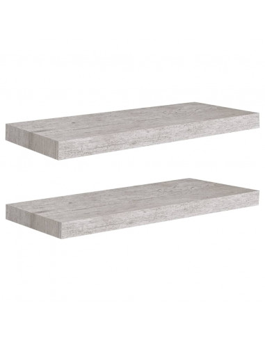 Scaffali a Parete 2 pz Grigio Cemento 60x23,5x3,8 cm in MDF