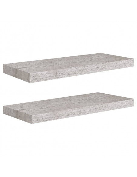 Scaffali a Parete 2 pz Grigio Cemento 60x23,5x3,8 cm in MDF